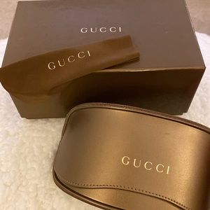 Gucci sunglasses case, box, and lenses cleaner cloth